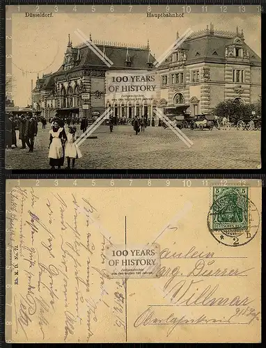 Orig. AK Düsseldorf Bahnhof 1915