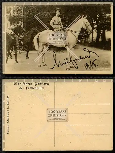 Orig. AK 1. WK Kaiser Wilhelm Facsimile Pferd Wohlfahrts-Postkarte der Frauenhül