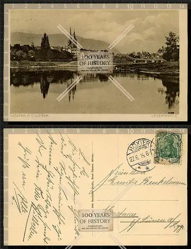 Orig. AK Höxter Weser gel. 1914