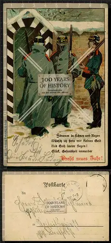 Orig. AK 1. WK Feldpostkarte Prosit Neues Jahr Soldaten gel. 1904