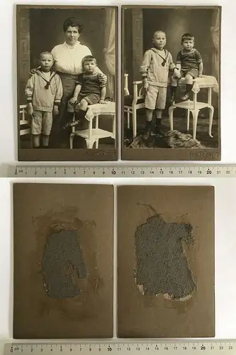 Orig 2 x  CDV Kabinettfoto Jungs kurze Hose ca 1900