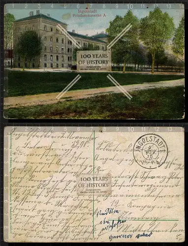 Orig. AK Ingolstadt Friedenskaserne Bayern gel. 1910