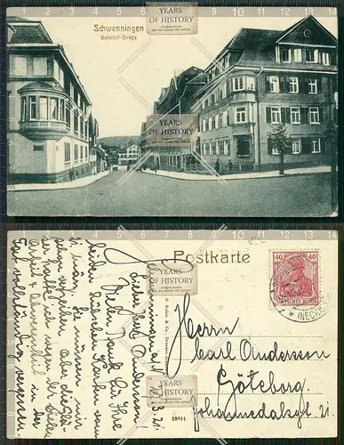 Orig. AK Villingen Schwenningen Bahnhof Straße gel. 1912