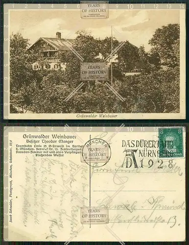 Orig. AK Grünwald im Isartal b. München Weinbauer Gasthof gel. 1928
