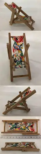 Orig. alter Liegestuhl Puppenstube Kinder Spielzeug 12x5 cm