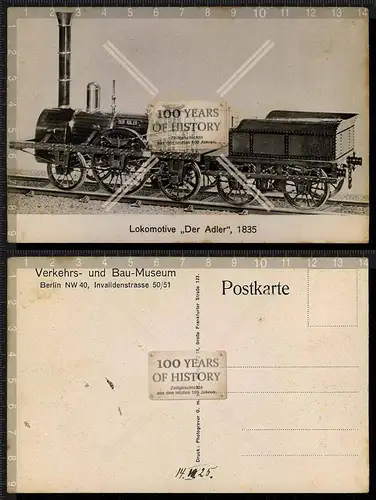 Orig. AK Lokomotive Lok Zug Bahn Der Adler 1835 Nürnberg Fürth Verkehrs und Bau