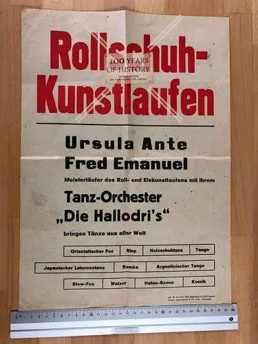 Orig. Plakat Rollschuh Rollkunstlauf Dortmund 1939-44 Roller Skating Rollschuhku