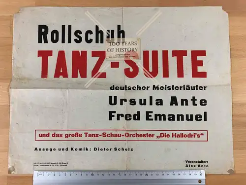Orig. Plakat Rollschuh Rollkunstlauf Dortmund 1939-44 Roller Skating Rollschuhku