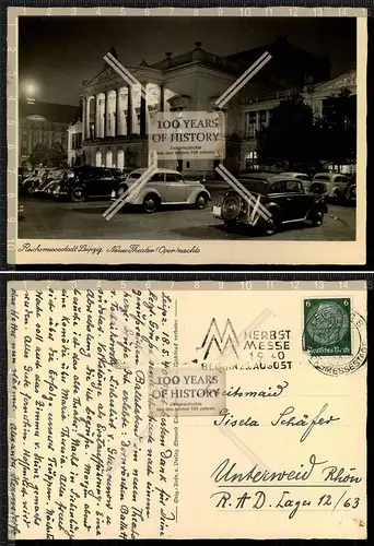 Orig. Foto AK Leipzig Neues Theater bei Nacht gel. 1940
