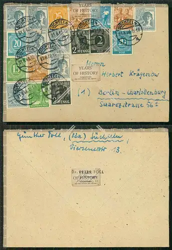 Orig. Mehrfachfrankatur Deutsche Post 1948 gel. Süchteln Viersen