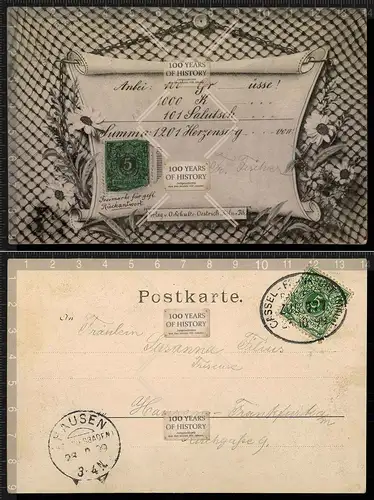 Orig. AK 100 Grüße 1000 Küsse Verlag v. O-Schulte-Oestrich Köln gel. 1899