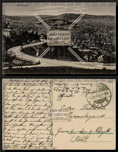 Orig. AK Stuttgart gel. 1916 Feldpost