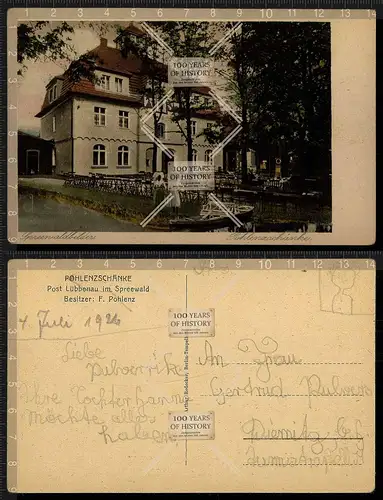 Orig. AK Lübbenau Spreewald Pohlenzschänke Lausitz Brandenburg 1926