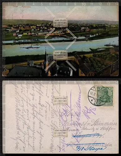 Orig. AK Trier Mosel Panorama Rheinland-Pfalz gel. 1913