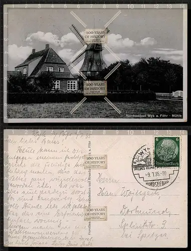 Orig. AK Wyk auf Föhr Nordfriesland Windmühle Mühle windmill Nordseebad gel. 193