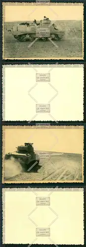 altes Repro 6x Foto Büttenrand  englischer Panzer Tank Afrika