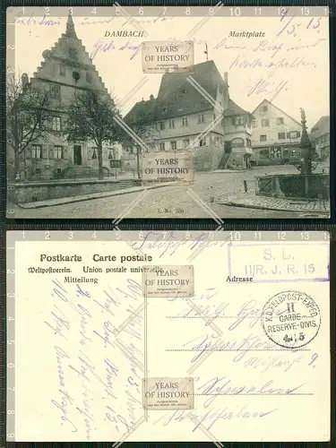 Orig. AK Dambach Marktplatz Feldpost gel. 1916
