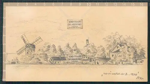 Original Handzeichnung Windmühle windmill von Soldat Edgar Müller Luftwaffe Flak
