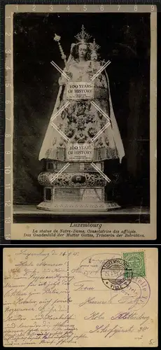 Orig. AK Luxemburg Statue Notre Dame gel. 1915