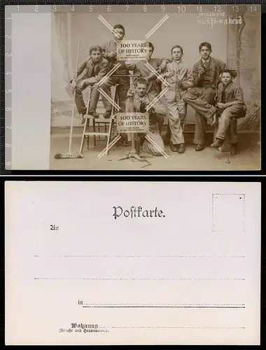 Orig. Foto AK Lehrlinge ca. 1910 Mechaniker Schlosser Stiftcolone