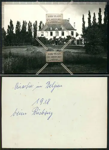 Orig. Foto 1. WK Quartier in Belgien 1918 42. Rgt. Stab der Luft-Nachrichten