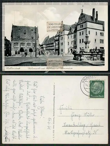 Orig. AK Halberstadt Holzmarkt und Rathaus 1941