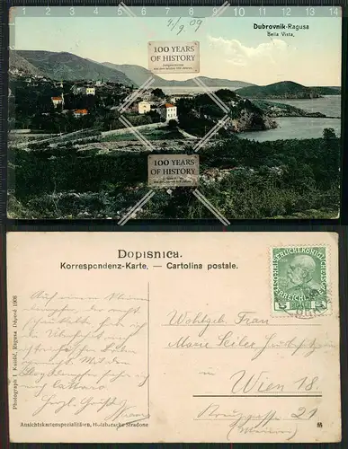 Orig. AK Dubrovnik Ragusa Kroatien gel. 1909