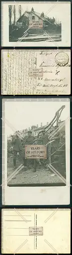 Orig. Foto AK 2x 1.WK Soldaten vor zerstörten Haus Feldpost 1916 Frankreich ge