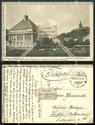 Orig. AK Siegburg Kreishaus und Michaelsberg Feldpost gel. 1915