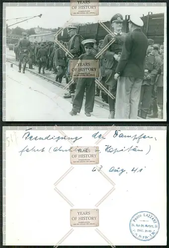 Orig. großes Foto Beendigung Dampferfahrt Abschied vom Kapitän 1941 Frankreich