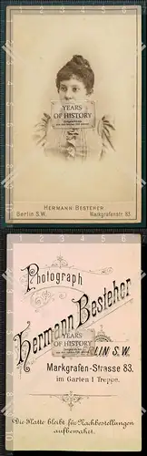 Orig. CDV Foto feine Dame Fotograf Hermann Besteher Berlin Markgrafenstraße 83