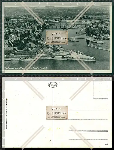 AK Koblenz am Rhein Mosel das deutsche Eck Stengel Karte um 1930