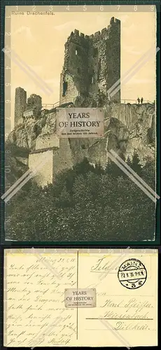 AK Ruine Drachenfels Siebengebirge Königswinter 1915 Feldpost Mainz gelaufen