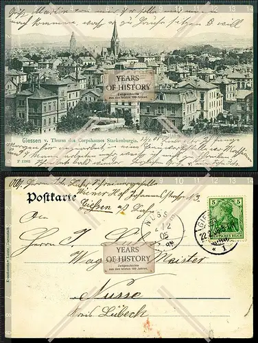 AK Gießen an der Lahn Hessen Corpshaus Starkenburgia 1905 gelaufen