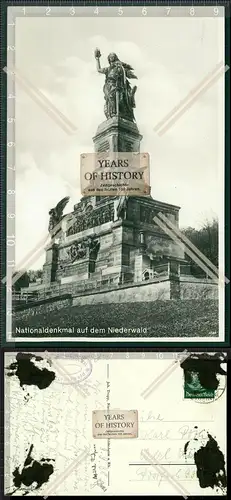 Foto AK Nationaldenkmal auf dem Niederwald Rüdesheim am Rhein 1938 gelaufen