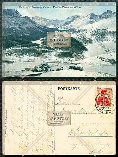 Orig. AK Winter Muottas Murail Ober Engadin gelaufen 1911