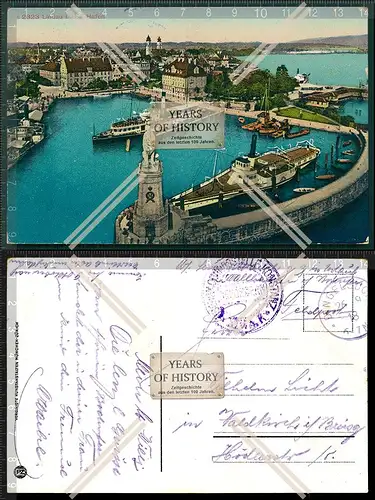 AK Lindau Bodensee Hafen 1918 Feldpost gelaufen