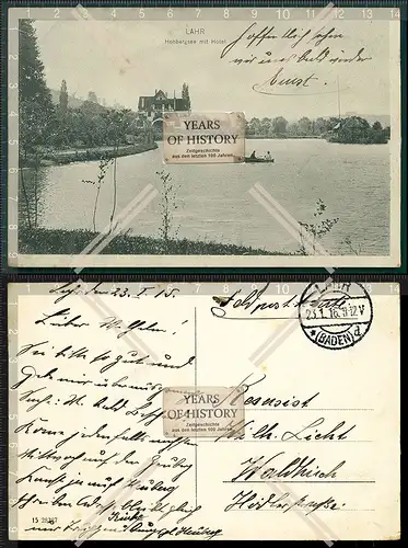 Orig. AK Lahr in Baden Hohbergsee mit Hotel Schwarzwald Ortenaukreis. 1916 Feld