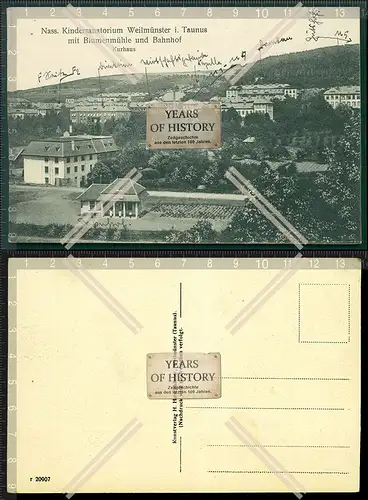 Orig. AK Weilmünster Taunus Bahnhof Mühle Nassauisches Kindersanatorium Kinde