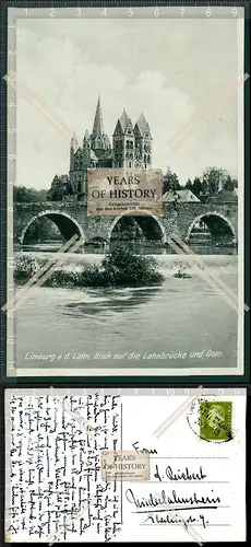 Orig. AK Limburg an der Lahn Lahnbrücke mit Dom 1933 gelaufen