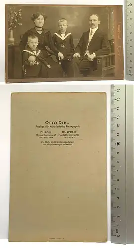 Orig. CDV Foto Junge Familie zwei Söhne 1895 Atelier Otto Diel Fulda Hünfeld