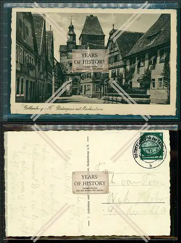 Orig. Foto AK Rothenburg Tauber Rödergasse mit Markusturm 1933 gelaufen 