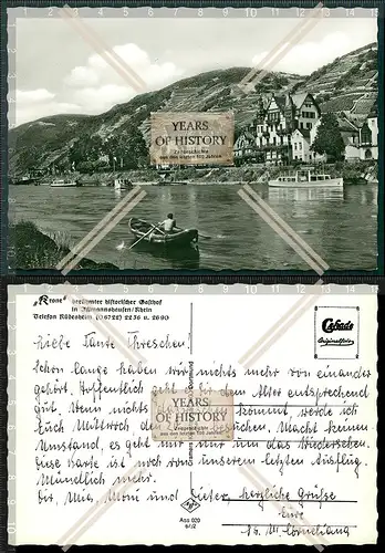 Orig. Foto AK Gasthof Hotel Krone Assmannshausen Rhein Rüdesheim Cekade Karte 