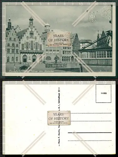 Orig. AK Frankfurt am Main Römer Straßen Ansicht Fahrzeug Pkw 1936