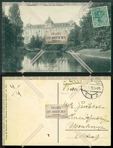 Orig. AK Düsseldorf Ansicht aus dem Hofgarten 1912 mit Stempel gelaufen