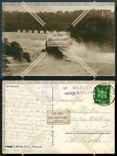 Orig. AK der Rheinfall Schaffhausen Stempel 1926 Insel Reichenau und weitere si