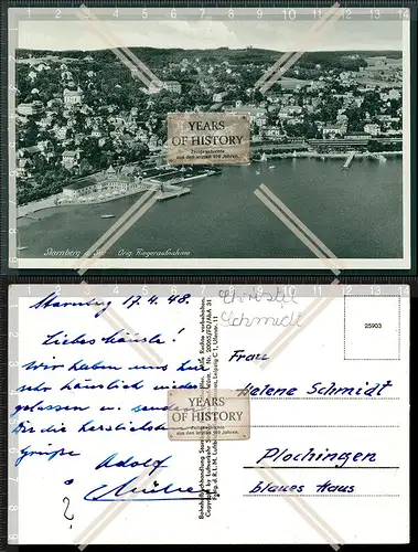 Orig. AK Starnberg Starnberger See Flieger Aufnahme Luftbild Karte von 1939 ges