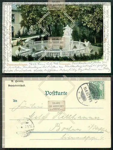 Orig. AK Donaueschingen Donauquelle Schwarzwald gel. 1908