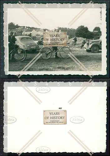 Orig. Foto Belgien Frankreich zerstörte Brücke Soldat mit Fahrrad Wehrmacht F