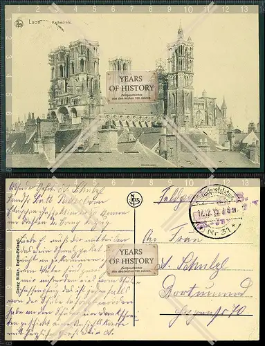 Orig. AK Laon Frankreich 1.WK Feldpost gel. 1915 Regimentsstempel